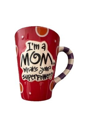 burton + BURTON Joanne Sharpe Ceramic Mug Red Purple Polka Dot Mother's Day